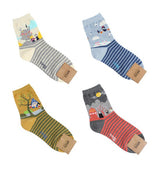 4 Pairs of Japanese Anime Miyazaki Patterned Half Crew Socks Women's Socks